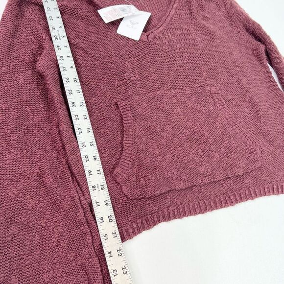 Roxy Hang With Me Sweater Womens Small Burgundy Open Knit Pullover Hooded - Picture 7 of 11